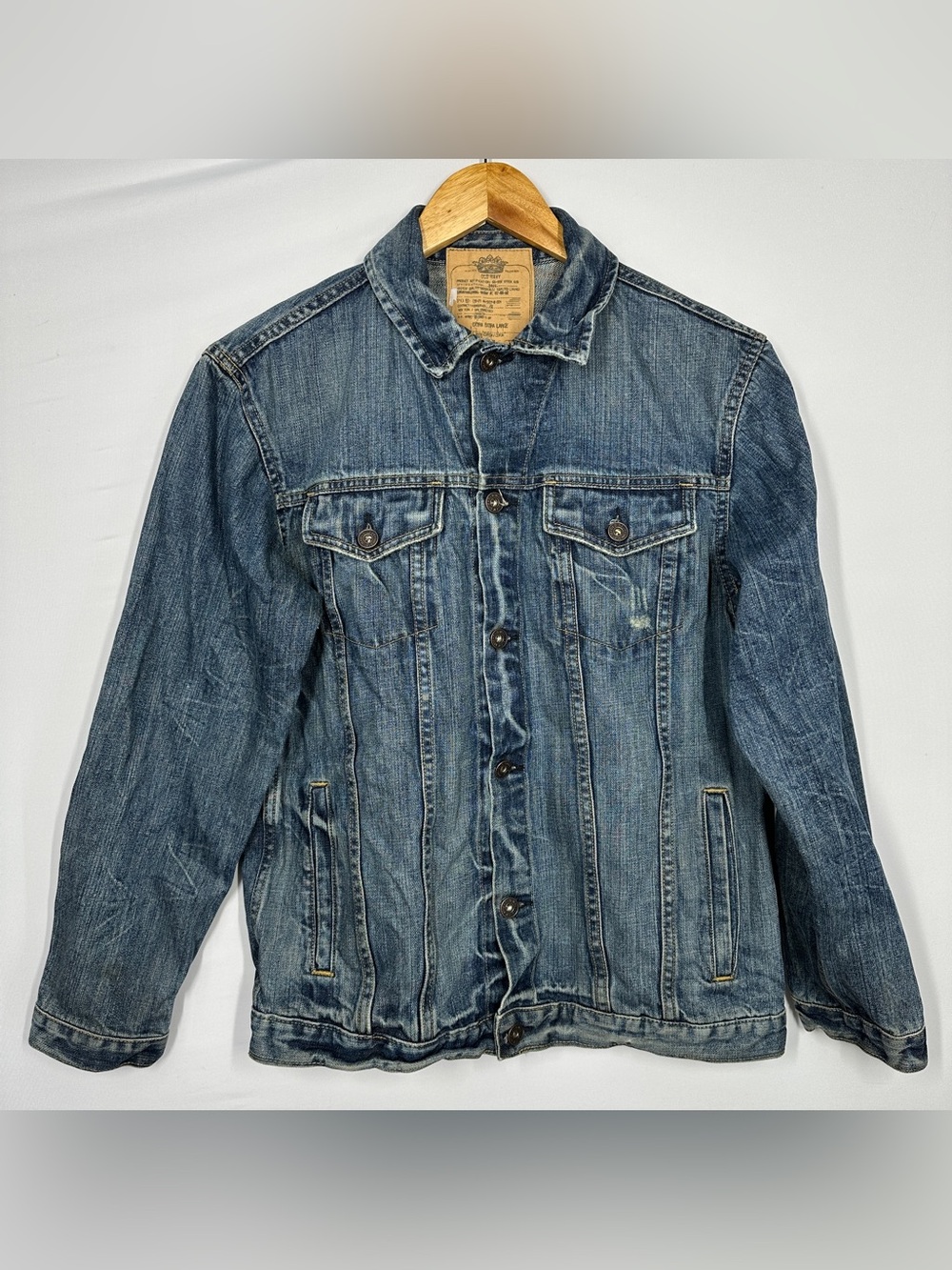 Vintage Denim Trucker Old Navy Blue Jean Jacket XL 2006 Y2K Distressed